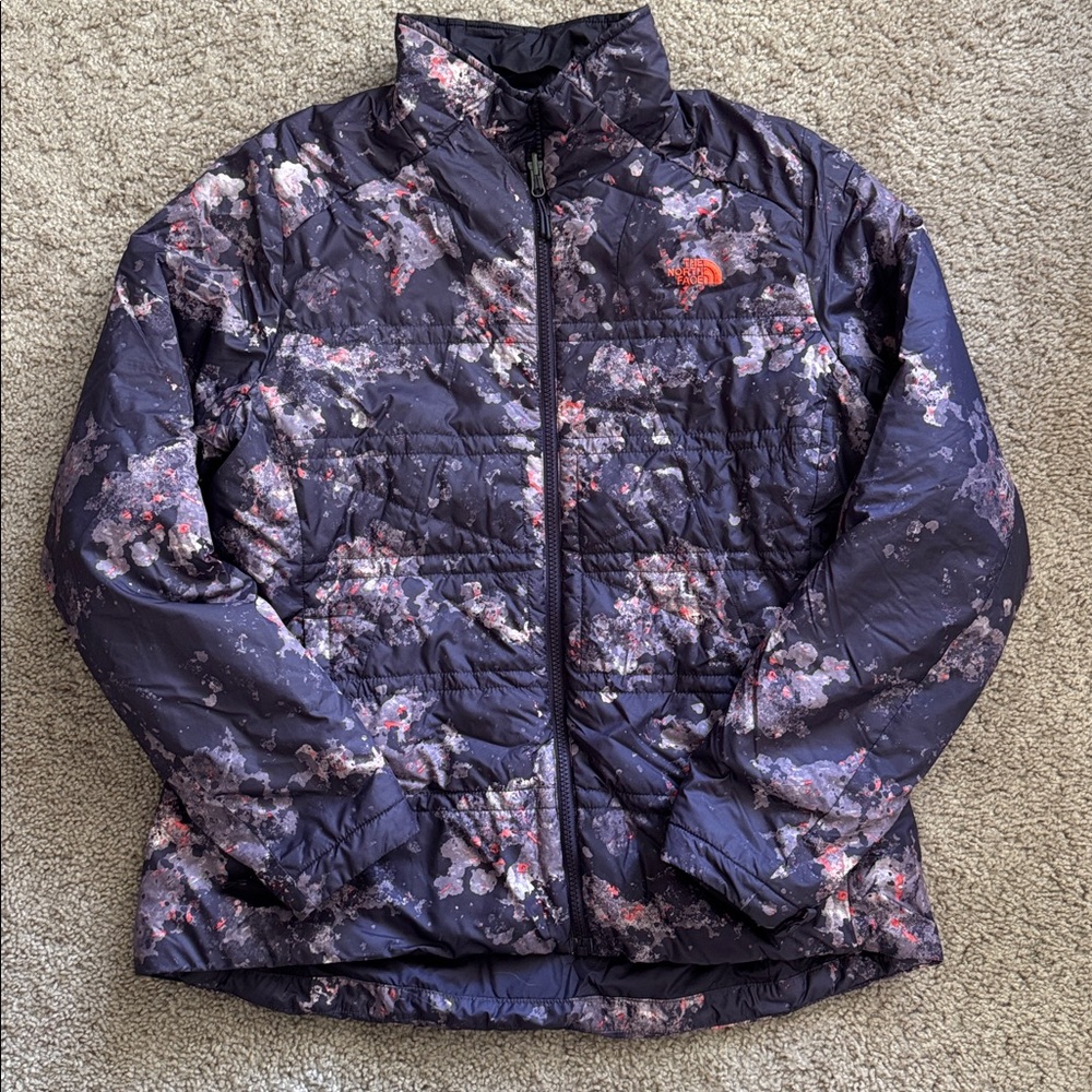 The North Face Women's Floral Puffer Jacket - Navy and Pink